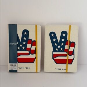 JUNK FOOD USA Patriotic Peace Sign Notebooks. Set of 2